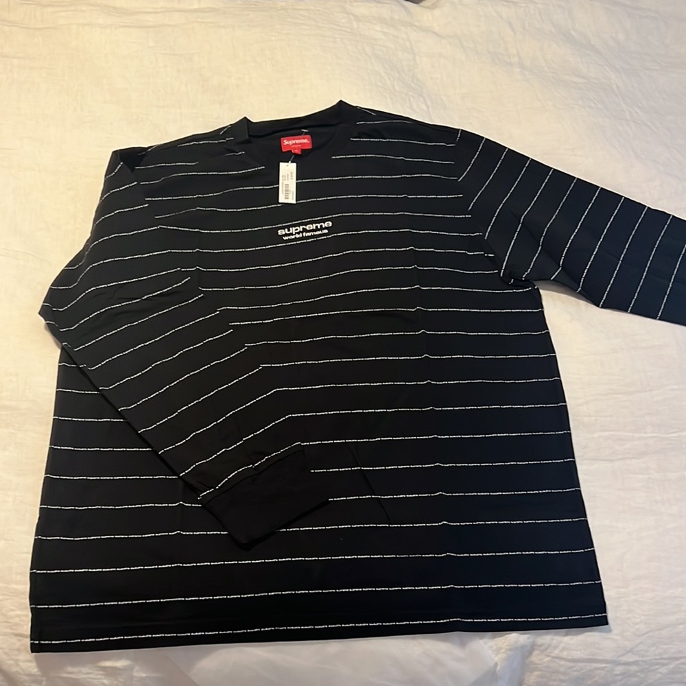 Black Long sleeve logo stripe Supreme shirt